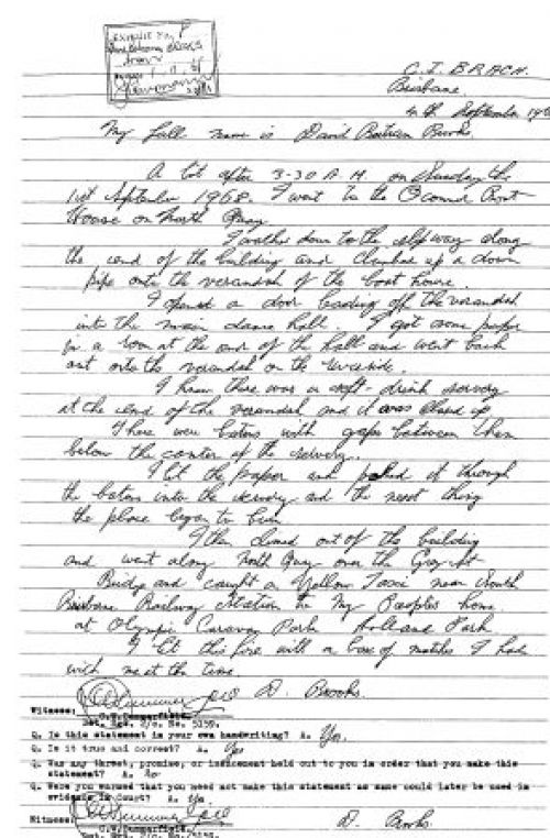 Handwritten statement of David Bertram Brooks
