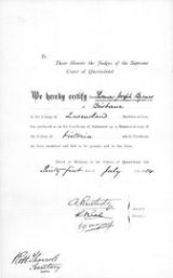 Certificate of admission to the Queensland Bar